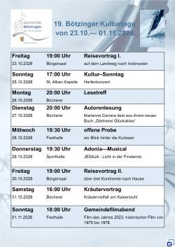 Übersicht der Programmpunkte